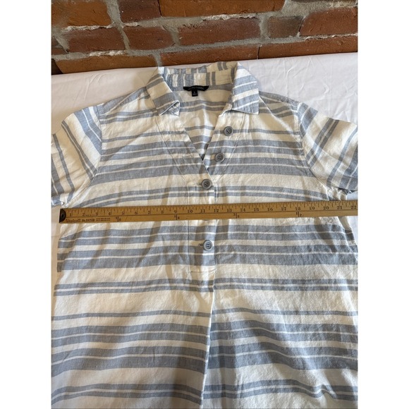 John Mark 100% Linen Button Blouse L Coastal Resortwear Laganlook Office Beach - Picture 9 of 11